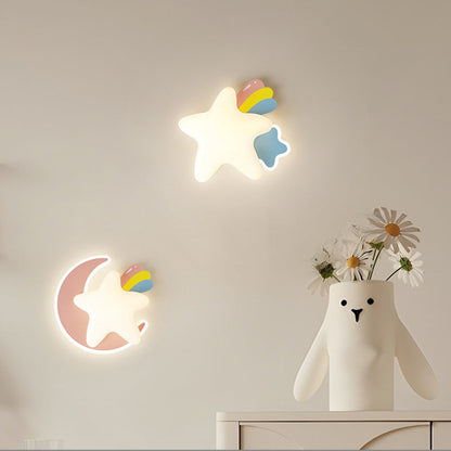 Creative Star Moon PE Shade Iron LED Wall Sconce Lamp