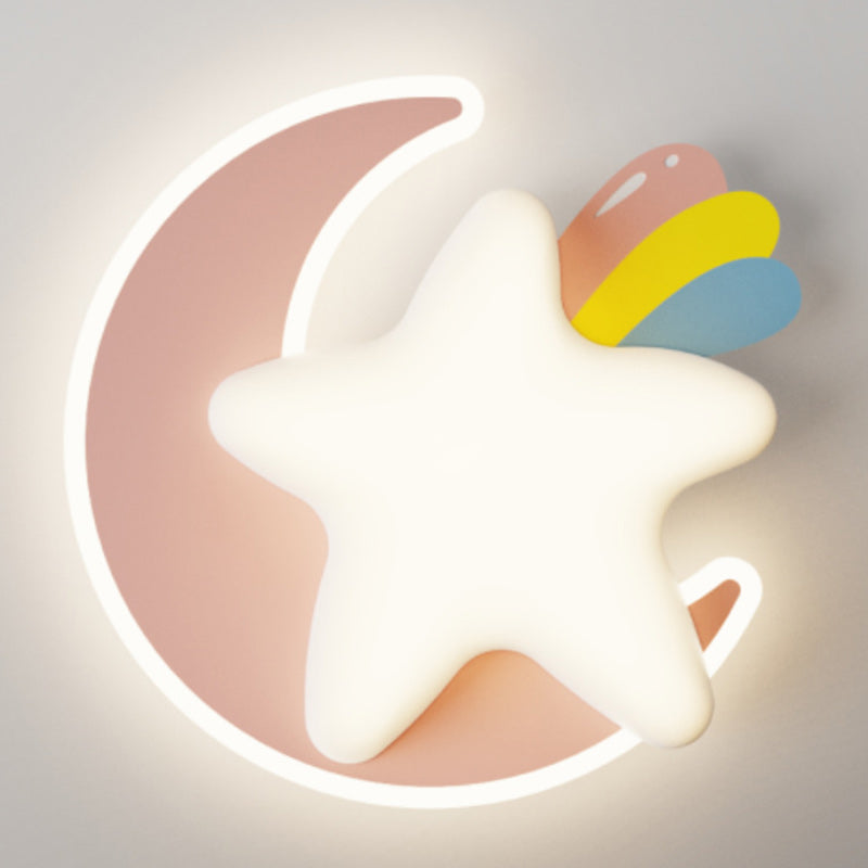 Creative Star Moon PE Shade Iron LED Wall Sconce Lamp