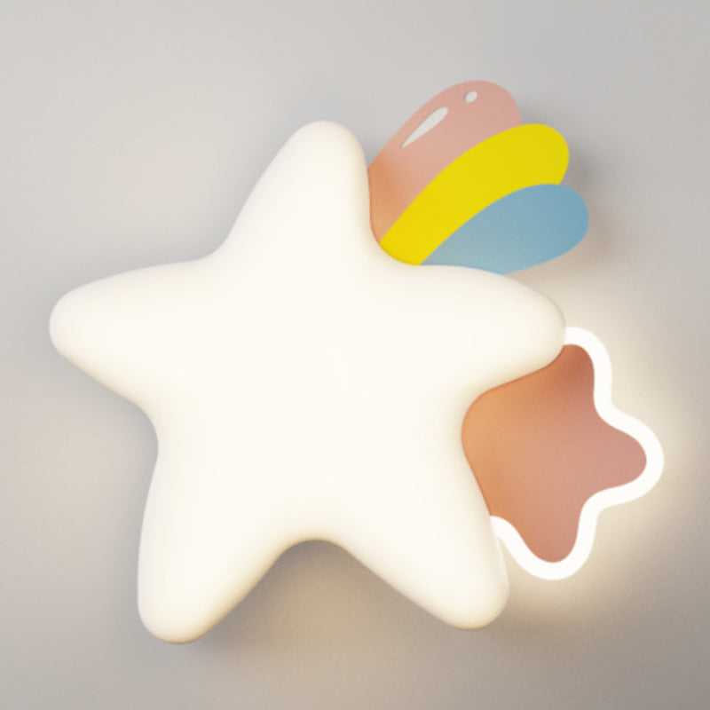 Creative Star Moon PE Shade Iron LED Wall Sconce Lamp