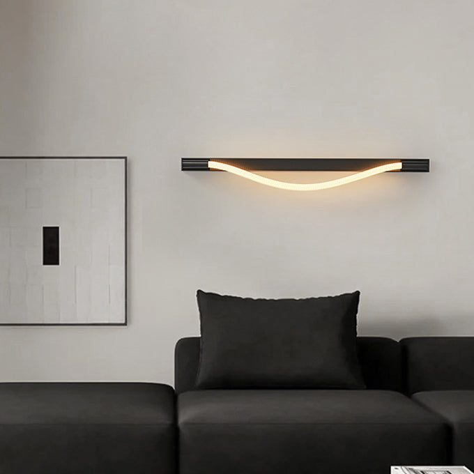 Arc Woven Fiber Strip Stainless Steel LED Wall Sconce Lamp