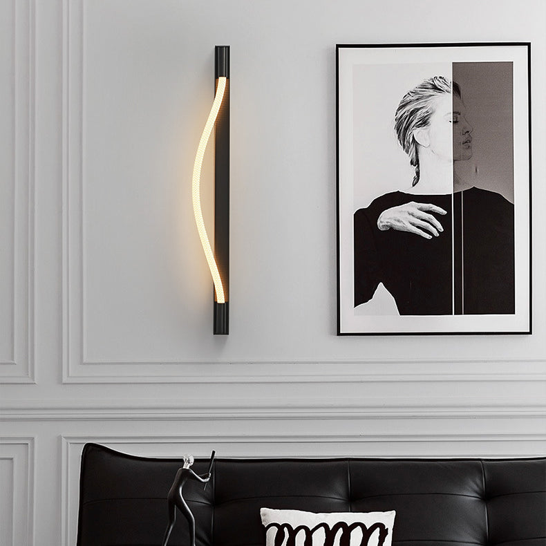 Arc Woven Fiber Strip Stainless Steel LED Wall Sconce Lamp