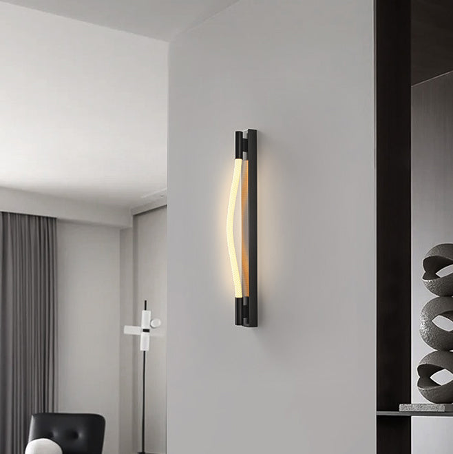 Arc Woven Fiber Strip Stainless Steel LED Wall Sconce Lamp