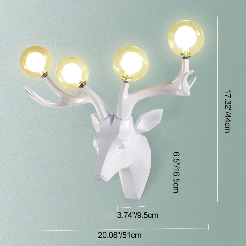 Resin Glass Ball Shade Hardware 4-Light Wall Sconce Lamp