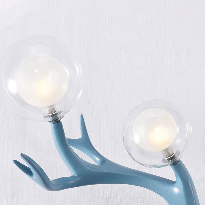 Resin Glass Ball Shade Hardware 4-Light Wall Sconce Lamp