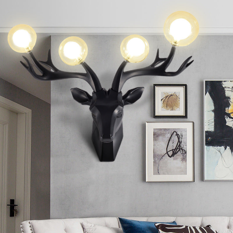Resin Glass Ball Shade Hardware 4-Light Wall Sconce Lamp