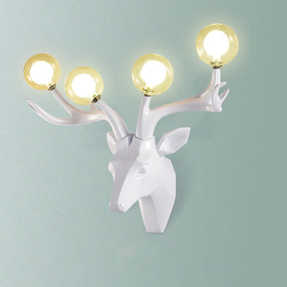 Resin Glass Ball Shade Hardware 4-Light Wall Sconce Lamp