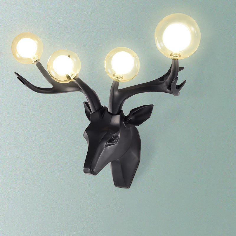 Resin Glass Ball Shade Hardware 4-Light Wall Sconce Lamp