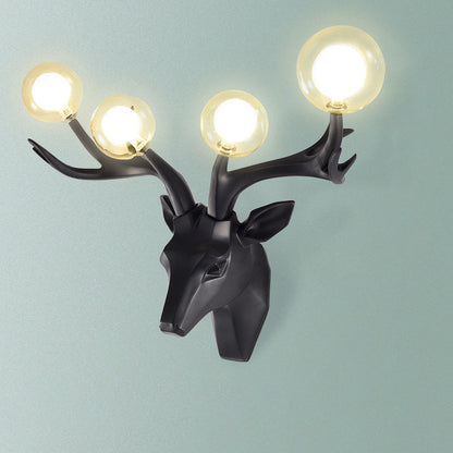 Resin Glass Ball Shade Hardware 4-Light Wall Sconce Lamp