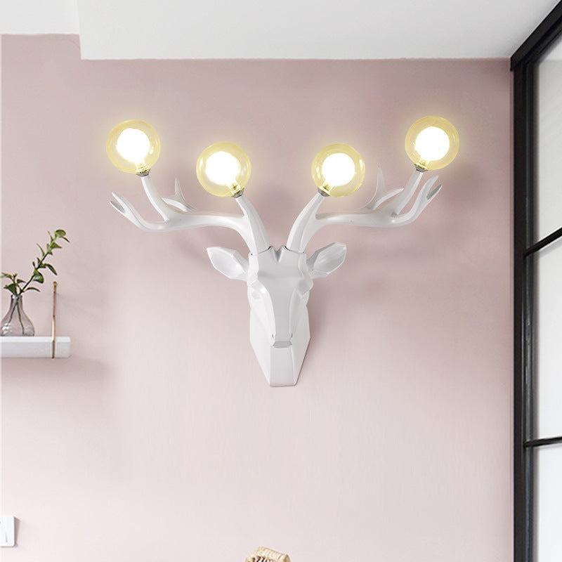 Resin Glass Ball Shade Hardware 4-Light Wall Sconce Lamp