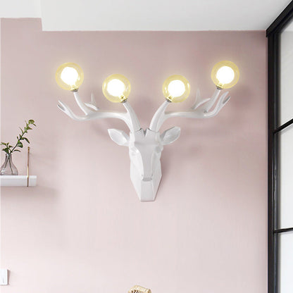 Resin Glass Ball Shade Hardware 4-Light Wall Sconce Lamp