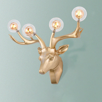 Resin Glass Ball Shade Hardware 4-Light Wall Sconce Lamp