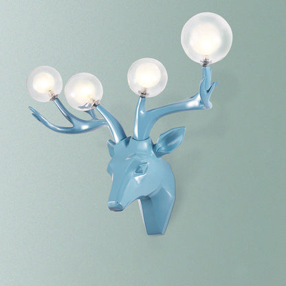 Resin Glass Ball Shade Hardware 4-Light Wall Sconce Lamp