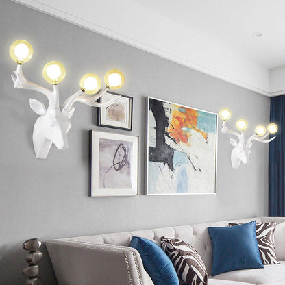 Resin Glass Ball Shade Hardware 4-Light Wall Sconce Lamp