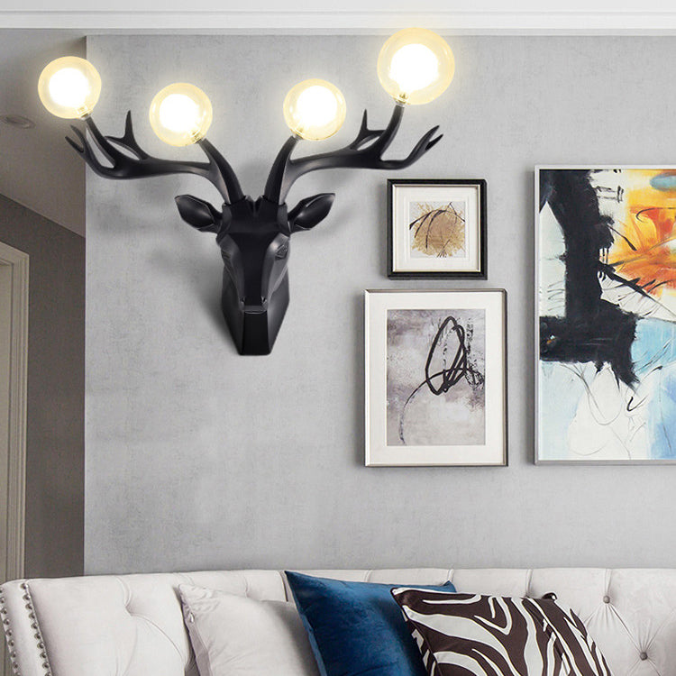 Resin Glass Ball Shade Hardware 4-Light Wall Sconce Lamp
