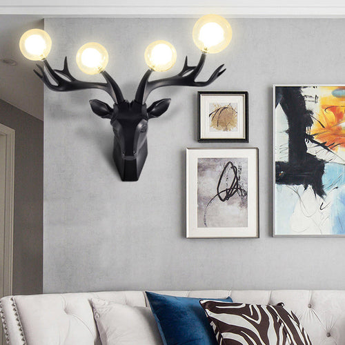 Resin Glass Ball Shade Hardware 4-Light Wall Sconce Lamp