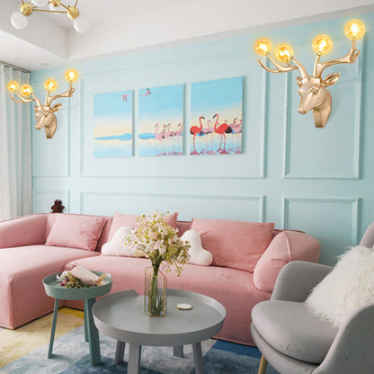 Resin Glass Ball Shade Hardware 4-Light Wall Sconce Lamp