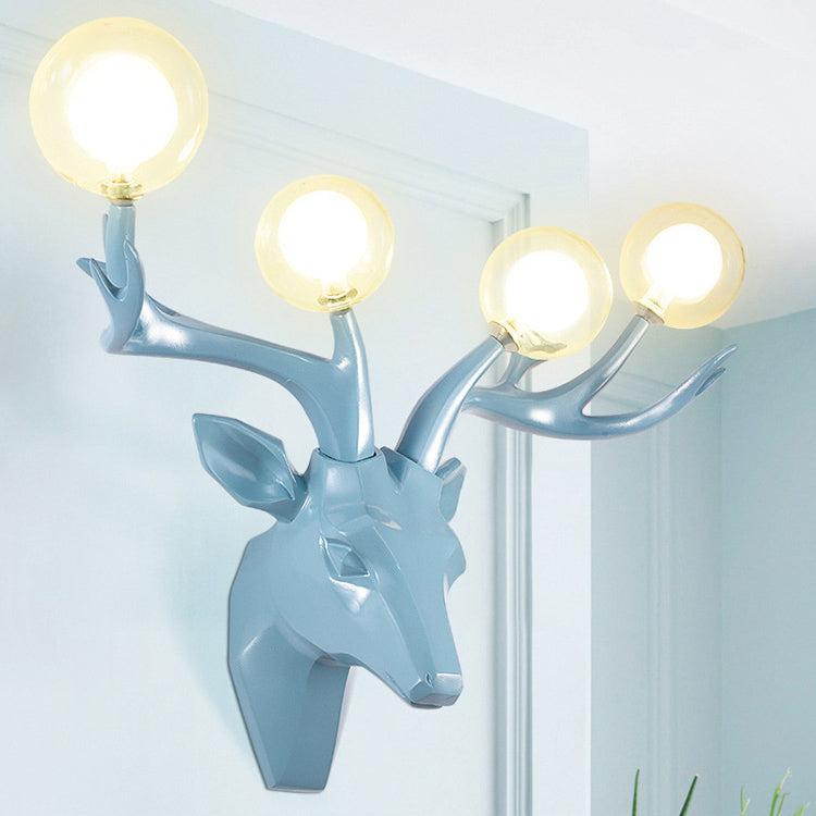 Resin Glass Ball Shade Hardware 4-Light Wall Sconce Lamp
