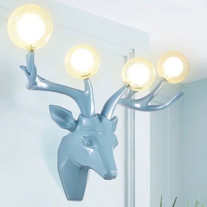 Resin Glass Ball Shade Hardware 4-Light Wall Sconce Lamp