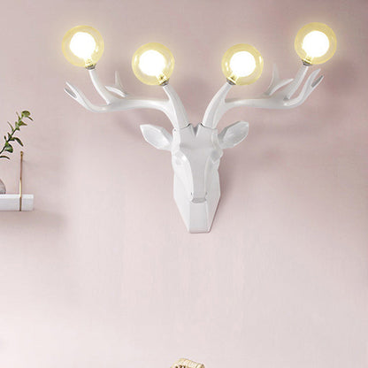 Resin Glass Ball Shade Hardware 4-Light Wall Sconce Lamp