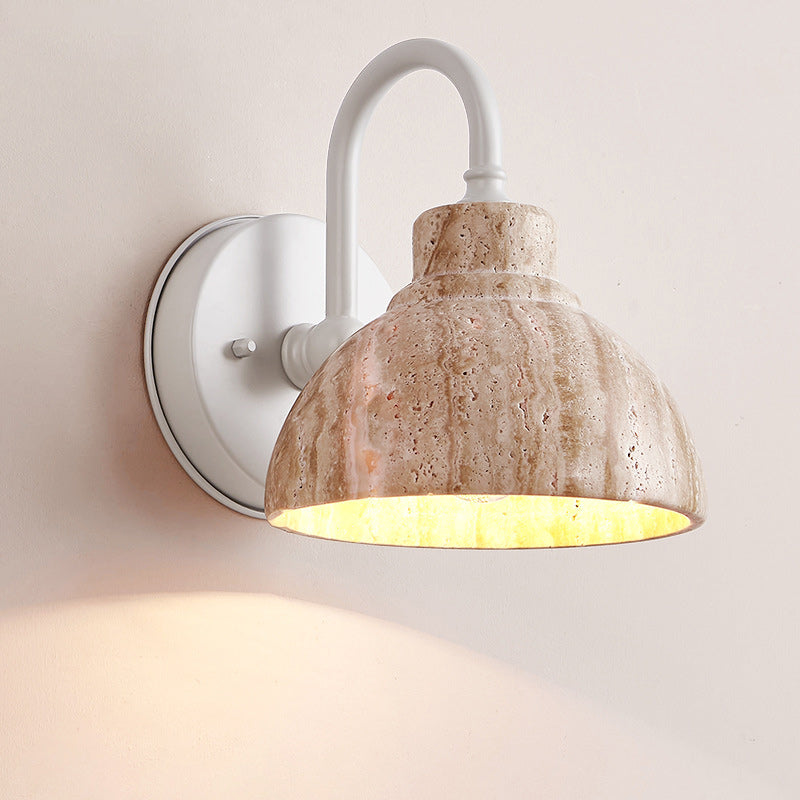 Japanese Semicircle Shade Hardware 1-Light Wall Sconce Lamp