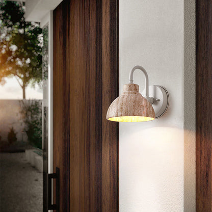 Japanese Semicircle Shade Hardware 1-Light Wall Sconce Lamp