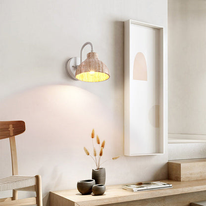 Japanese Semicircle Shade Hardware 1-Light Wall Sconce Lamp