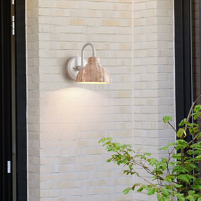 Japanese Semicircle Shade Hardware 1-Light Wall Sconce Lamp