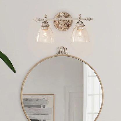 Distressed Cup Shade 2-Light Mirror Front Wall Sconce Lamp