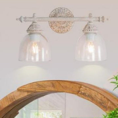 Distressed Cup Shade 2-Light Mirror Front Wall Sconce Lamp