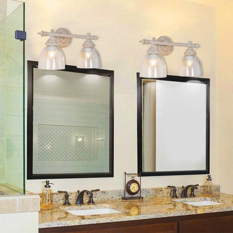 Distressed Cup Shade 2-Light Mirror Front Wall Sconce Lamp