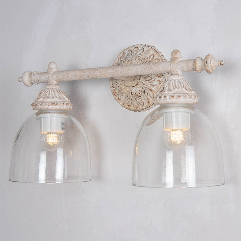 Distressed Cup Shade 2-Light Mirror Front Wall Sconce Lamp