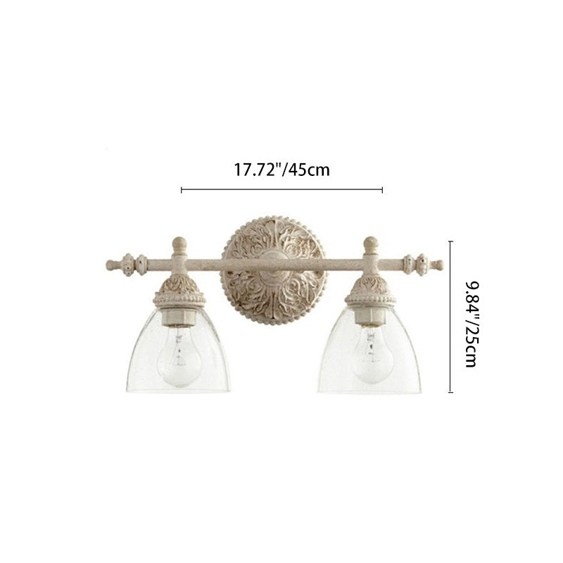 Distressed Cup Shade 2-Light Mirror Front Wall Sconce Lamp