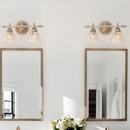 Distressed Cup Shade 2-Light Mirror Front Wall Sconce Lamp