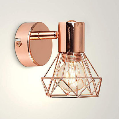 Hollow Iron Geometric Polygon 1-Light Wall Sconce Lamp