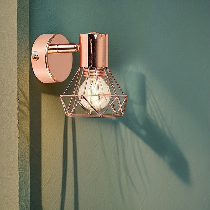 Hollow Iron Geometric Polygon 1-Light Wall Sconce Lamp