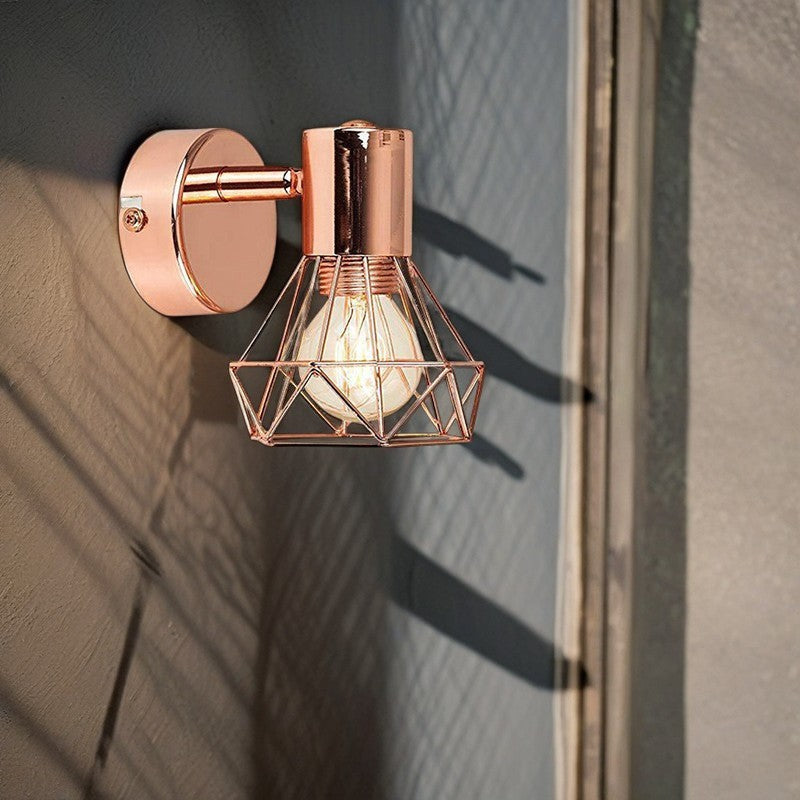Hollow Iron Geometric Polygon 1-Light Wall Sconce Lamp