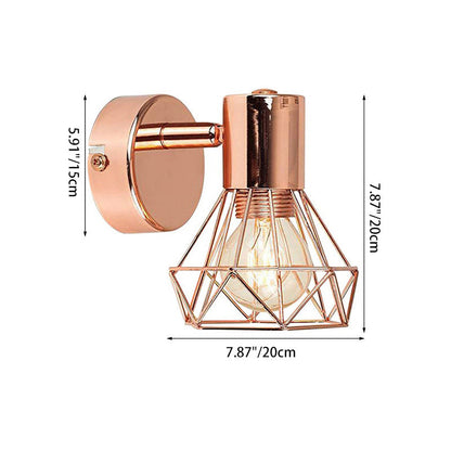Hollow Iron Geometric Polygon 1-Light Wall Sconce Lamp
