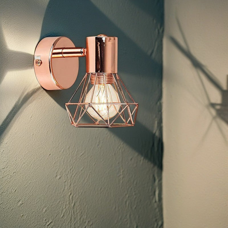 Hollow Iron Geometric Polygon 1-Light Wall Sconce Lamp