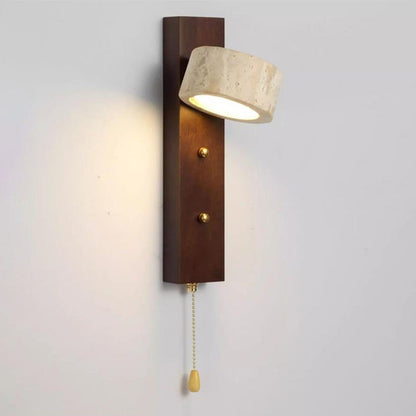 Solid Travertine Circle Ring Shade LED Wall Sconce Lamp