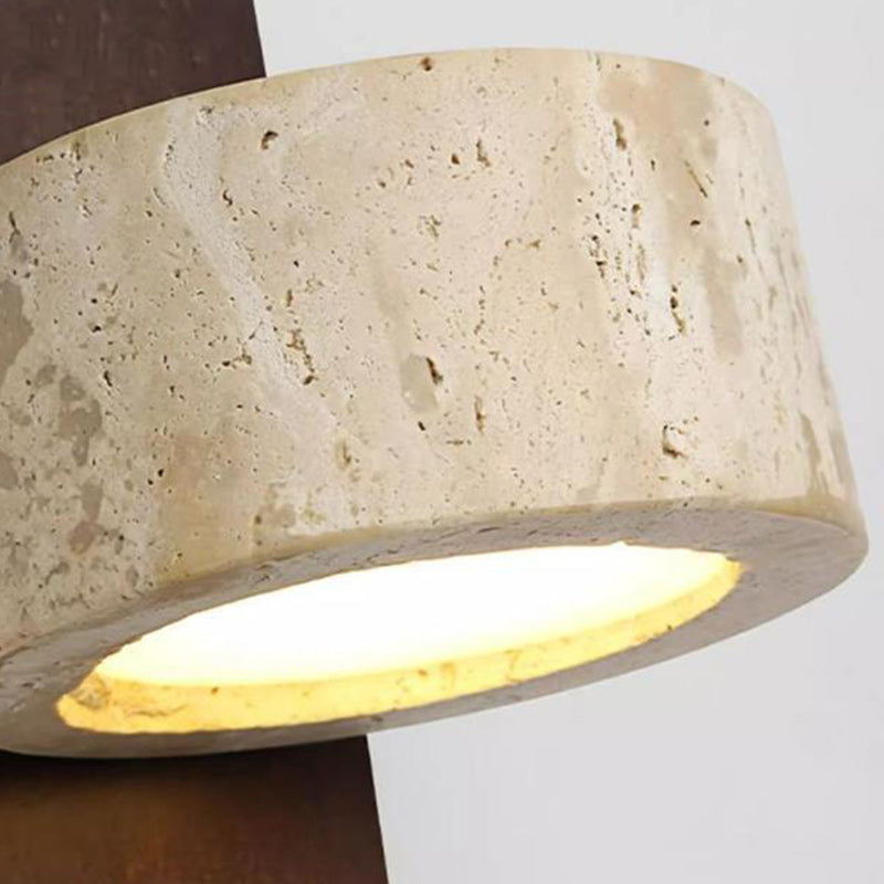 Solid Travertine Circle Ring Shade LED Wall Sconce Lamp