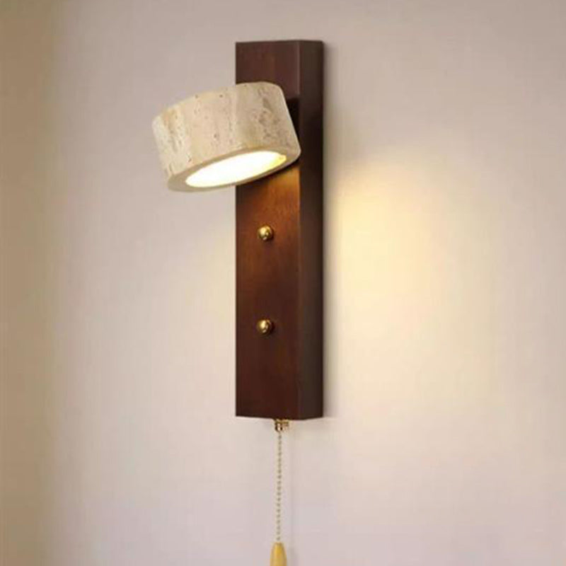 Solid Travertine Circle Ring Shade LED Wall Sconce Lamp