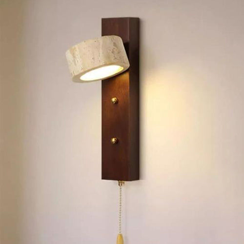 Solid Travertine Circle Ring Shade LED Wall Sconce Lamp