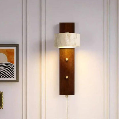 Solid Travertine Circle Ring Shade LED Wall Sconce Lamp