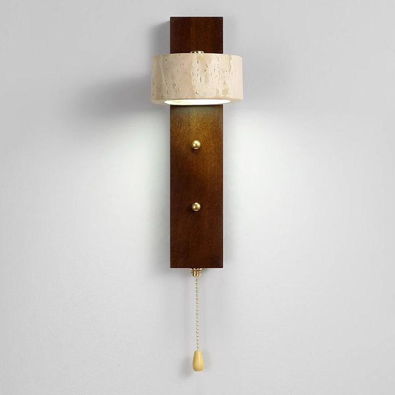 Solid Travertine Circle Ring Shade LED Wall Sconce Lamp