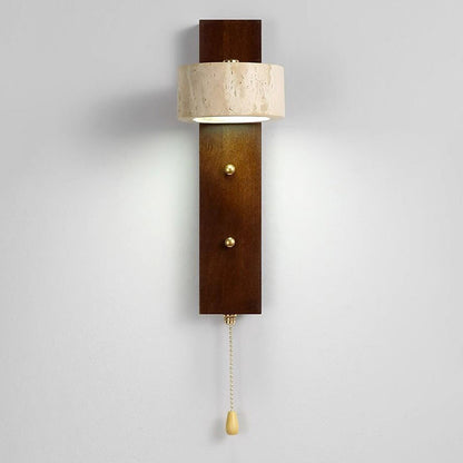 Solid Travertine Circle Ring Shade LED Wall Sconce Lamp