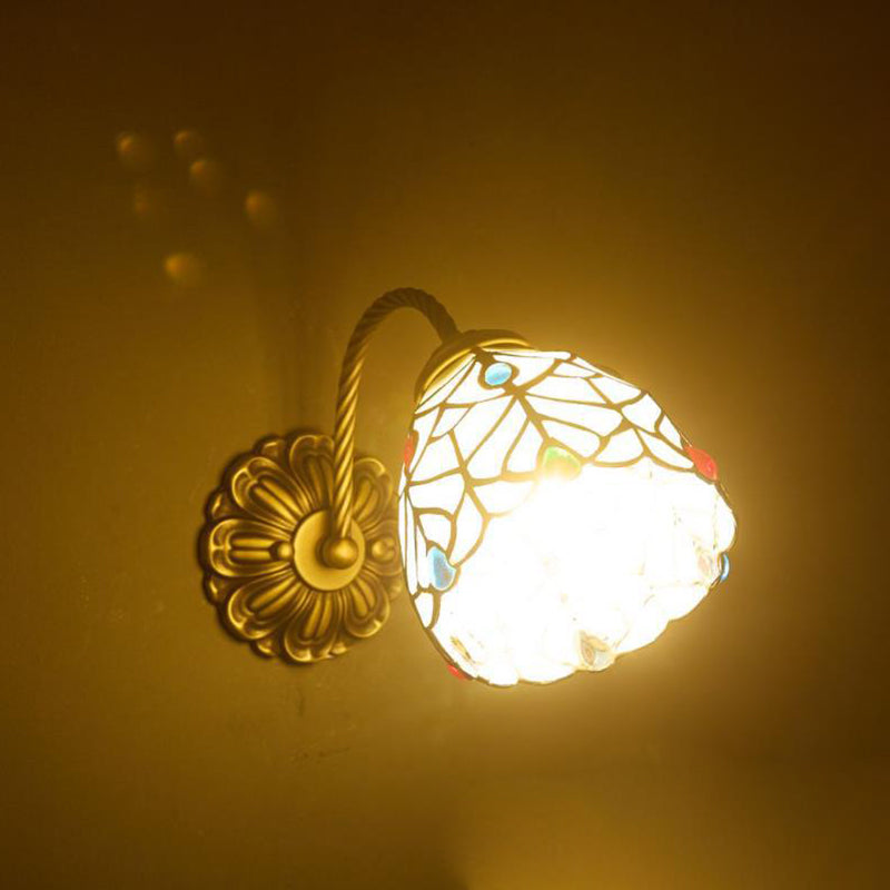 Tiffany Stained Glass Round Shade 1-Light Wall Sconce Lamp