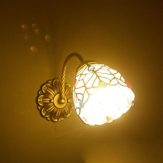 Tiffany Stained Glass Round Shade 1-Light Wall Sconce Lamp