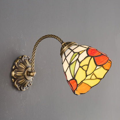Tiffany Stained Glass Round Shade 1-Light Wall Sconce Lamp