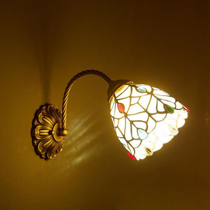 Tiffany Stained Glass Round Shade 1-Light Wall Sconce Lamp