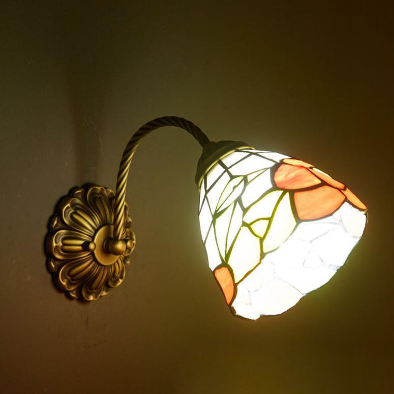Tiffany Stained Glass Round Shade 1-Light Wall Sconce Lamp